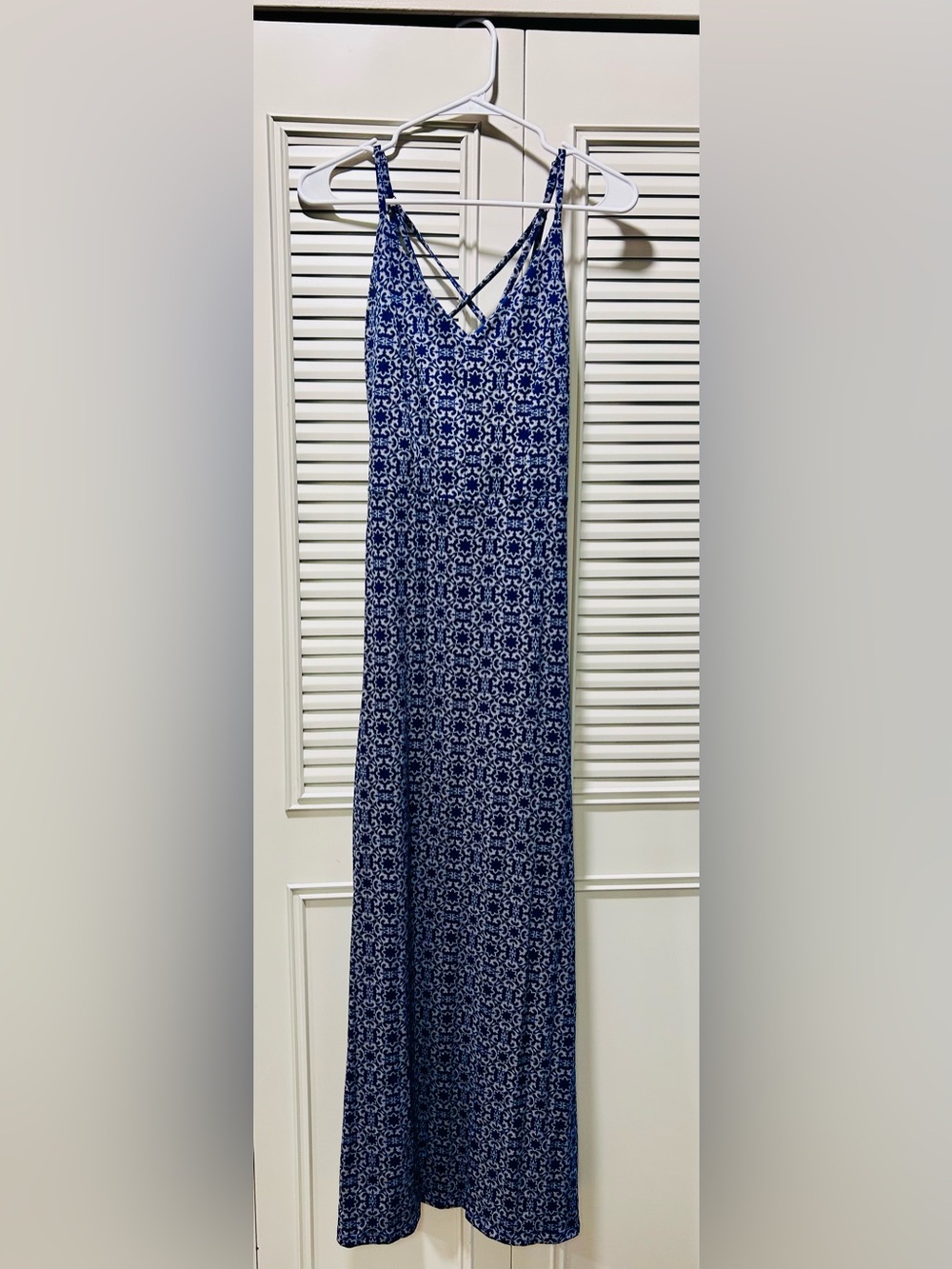 Market & Spruce Navy and White Mosaic Maxi Skirt